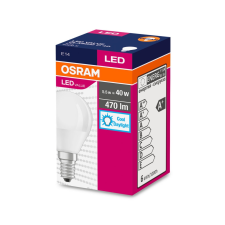  OSRAM Value LED kisgömb, matt búra, 5,5W 470lm 6500K E14, átlagos élettartam: 10000 óra, fényszín: daylight LED VALUE CL P 40 FR 5.5W 6500K E14 ( 4058075127630 ) izzó