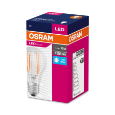  OSRAM Value LED körte, átlátszó üveg búra, 7,5W 1055lm 4000K E27, átlagos élettartam: 10000 óra, fényszín: hideg fehér LED VALUE CL A 75 FIL 8W 4000K E27 ( 4058075288683 ) izzó