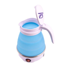  Összecsukható elektromos bögre, vízforraló, 600ml, utazó, 600W, rozsdamentes, szilikon, kék vízforraló és teáskanna