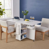  Összecsukható gurulós asztal polcokkal, kinyitható asztallappal, fehér