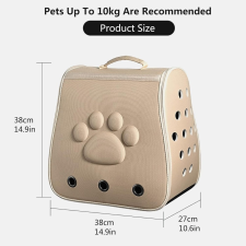  Összecsukható kisállat hátizsák mancs mintával - 10kg-ig - Khaki szállítóbox, fekhely kutyáknak