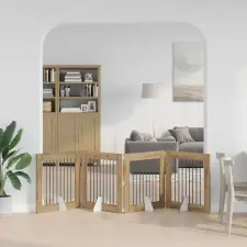  Összecsukható kutyakerítés állványokkal 4 pcs Kézműves Tölgy szállítóbox, fekhely kutyáknak