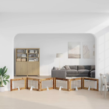  Összecsukható kutyakerítés állványokkal 6 pcs Antik Fa 602 cm szállítóbox, fekhely kutyáknak