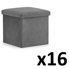  Összecsukható puff M - 30x30x30cm szürke bársony x 16 bútor