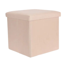 Összecsukható zsámoly tárolóhellyel - Storage Solutions®, doboz típusú, oszmán, krémszínű, 38x38x38 cm bútor