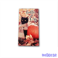 Őszi fatábla téglalap 14x7,5cm - Hello ősz-Cica dekorációs kellék