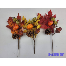  Őszi leveles terméses ág 27cm 3 féle dekorációs kellék