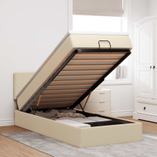  oszmán ágykeret matracokkal krém 90x190cm szövet ágy és ágykellék