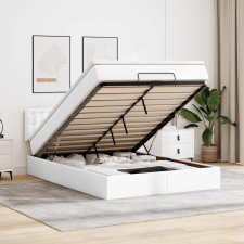  Ottomán ágykeret matraccal fehér 140x190 cm műbőrrel ágy és ágykellék