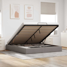  Ottomán tópszínű szövet ágykeret matrac nélkül 200 x 200 cm ágy és ágykellék