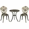 Outsunny 3 részes kültéri alumínium szett 2 kerti székkel és kerek asztallal, esernyőnyílással, bronz