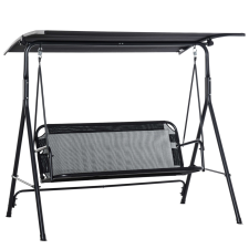 Outsunny 84A-181BK, Hintaágy előtetővel, 3 férőhelyes, Kapacitása 200 kg, 172x110x155cm, Fekete hintaágy