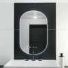  Ovális LED tükör, 50x80cm, Lucia Marcello szenzor, páramentesítő rendszer, óra és hőmérő, fényerő-szabályozható