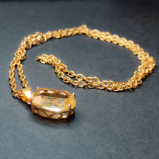  Ovális sárga kvarc kristály medál lánccal nyaklánc
