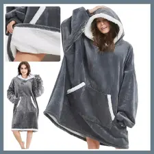  Oversized pulóver és takaró egyben szürke  24558_SZ lakástextília