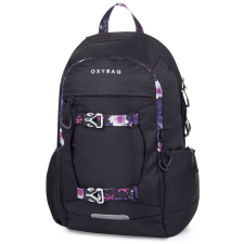 Oxybag OXY Zero iskolatáska – fekete virágmintás ergonomikus hátizsák 3 rekesszel (47x32x18 cm, 27L) iskolatáska