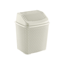 Özer Plastik Rattan hatású fürdőszobai billenőfedeles szemetes Krém 6L szemetes