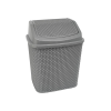 Özer Plastik Rattan hatású fürdőszobai billenőfedeles szemetes Szürke 6L
