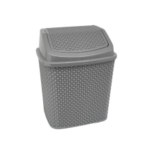 Özer Plastik Rattan hatású fürdőszobai billenőfedeles szemetes Szürke 6L szemetes