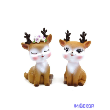 Őzike figura ülő 10 cm dekorációs kellék