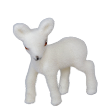  Őzike flokkolt fehér 7cm dekorációs kellék