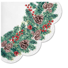 P.W.SDR017300 Winter Branches rondo papírszalvéta 32cm,12db-os papírárú, csomagoló és tárolóeszköz