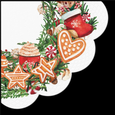 P.W.SDR238500 Gingerbread Wreath papírszalvéta 32cm, 12 db-os konyhai eszköz