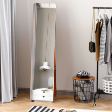  padló- és fali tükör, MDF / üveg, 43x37x156 cm, világos dió bútor