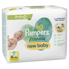 Pampers Harmonie New Baby műanyagmentes nedves törlőkendő 4 x 46 db tisztító- és takarítószer, higiénia