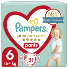 Pampers Premium Care Bugyipelenka, Méret: 6, 31 db Bugyipelenka, 15kg+ pelenka