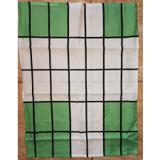  Pamut konyharuha, zöld-fehér, fekete keretes téglalap, 45x60 cm, 1 db lakástextília