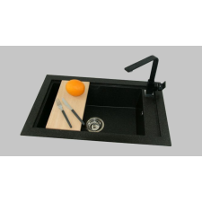  Panama P686-427C Gránit Mosogató + Design Csap + Adagoló + Deszka + Szifon (fekete) fürdőkellék