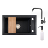  Panama P686-427C Gránit Mosogató + Steel Csaptelep + Adagoló + Deszka + Szifon (fekete)