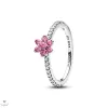 Pandora Csillogó rózsaszín virágos gyűrű 54-es méret - 194499C02-54