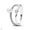 Pandora édesvízi tenyésztett gyöngyös pavé dupla gyűrű 60-as méret - 193147C01-60