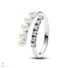 Pandora édesvízi tenyésztett gyöngyös pavé nyitott gyűrű 52-es méret - 193145C01-52 gyűrű
