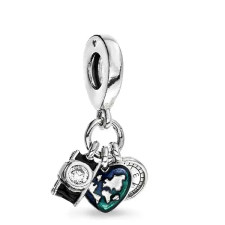 Pandora fényképezőgép, szív és iránytű 792703C01 (Ag 925/1000, 2,2 g) medál