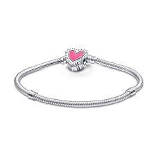 Pandora stílusú karlánc - Rózsaszín szívem- 16 cm karkötő