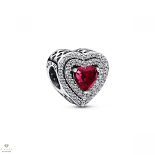 Pandora szív piros kővel charm - 799218C02 egyéb ékszer