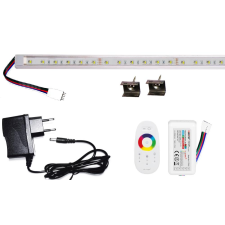 Pannon Led 200cm-es 40 Wattos, 24 Voltos RGBNW LED átlátszó keskeny alumínium profilban, adapterrel, 1 zónás FUT027 RF távirányítós vezérlővel (120db 5050 SMD LED) világítás