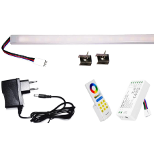 Pannon Led 200cm-es 40 Wattos, 24 Voltos RGBNW LED, opál, keskeny alumínium profilban, adapterrel, 1 zónás FUT088 RF távirányítós vezérlővel (120db 5050 SMD LED) világítás
