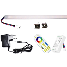 Pannon Led 200cm-es 40 Wattos, 24 Voltos RGBNW LED, opál, keskeny alumínium profilban, adapterrel, 4 zónás FUT092 RF távirányítós vezérlővel (120db 5050 SMD LED) világítás