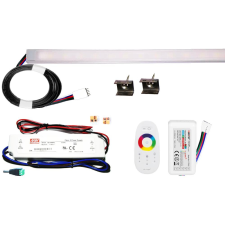 Pannon Led 200cm-es 40 Wattos, 24 Voltos RGBNW LED, opál, keskeny alumínium profilban, fix tápegységgel, 1-zónás FUT027 RF távirányítós vezérlővel (120db 5050 SMD LED) világítás