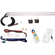 Pannon Led 200cm-es 40 Wattos, 24 Voltos RGBWW LED, opál, keskeny alumínium profilban, fix tápegységgel, 1-zónás FUT088 RF távirányítós vezérlővel (120db 5050 SMD LED) világítás