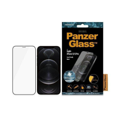 PanzerGlass E2E Super+ iPhone 12/12 Pro tokbarát antibakteriális mikrofraktúrás fekete képernyővédő fólia mobiltelefon kellék