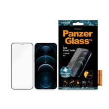 PanzerGlass Pro E2E Super+ iPhone 12 Pro Max tokbarát antibakteriális mikrofraktúrás fekete képernyővédő fólia mobiltelefon kellék