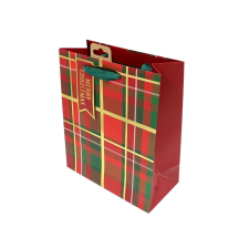 Papír ajándéktáska, Clairefontaine Collection by Eurowrap, 33x26,5cm, 14cm Bellows, Tartan ajándéktasak