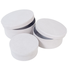  Papír doboz kerek bársony hatású fehér D20-18-15cm 3db-os dekorálható tárgy