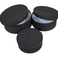  Papír doboz kerek bársony hatású fekete D20-18-15cm 3db-os dekorálható tárgy