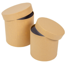 Papír doboz kerek magas kraft D17-15cm 2db-os dekorálható tárgy